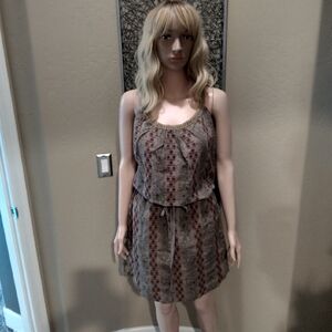 Lucky Brand Taupe Sleeveless Tie Front Dress